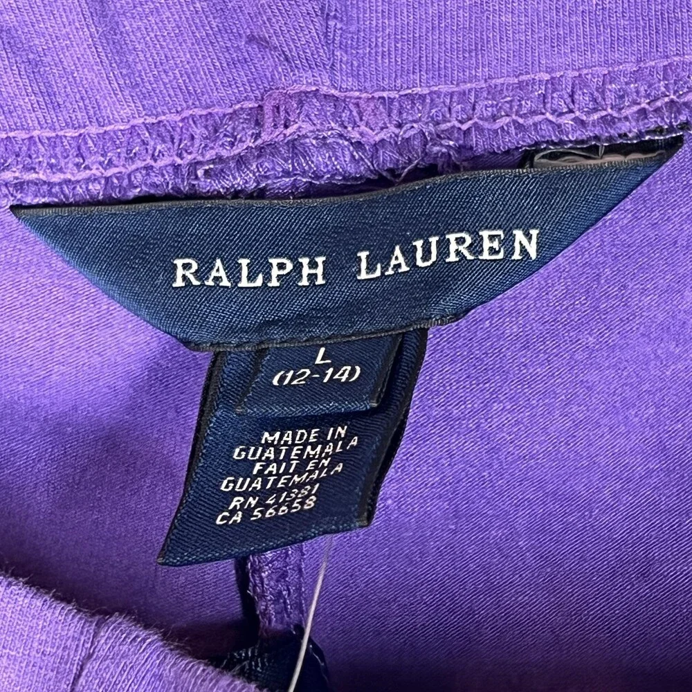 Ralph Lauren Leggings Girls 12-14 Purple Ankle Length Cotton Stretch Pony Logo